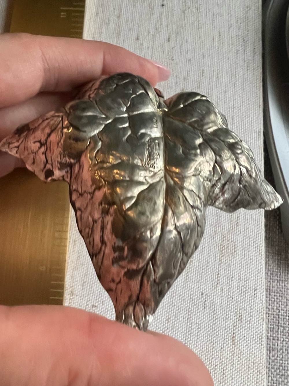 Vintage Buccellati sterling silver leaf dish